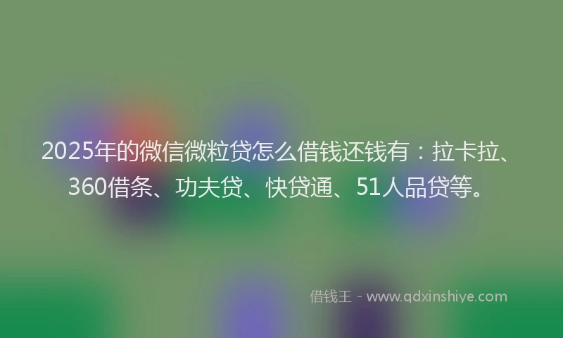 2025年的微信微粒贷怎么借钱还钱有：拉卡拉、360借条、功夫贷、快贷通、51人品贷等。