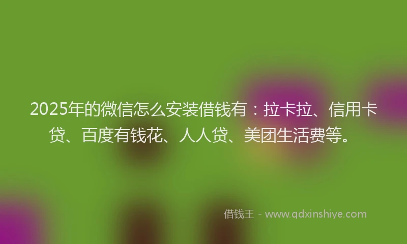 2025年的微信怎么安装借钱有：拉卡拉、信用卡贷、百度有钱花、人人贷、美团生活费等。