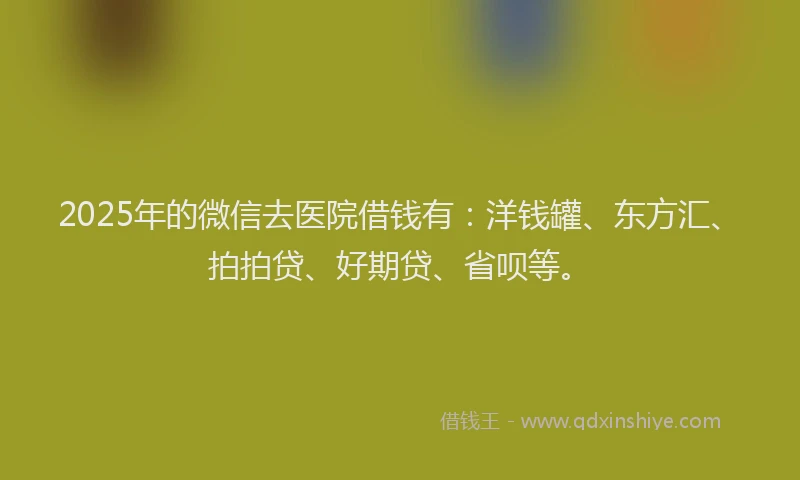 2025年的微信去医院借钱有：洋钱罐、东方汇、拍拍贷、好期贷、省呗等。