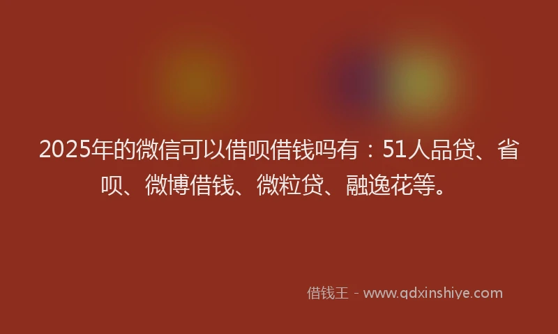 2025年的微信可以借呗借钱吗有：51人品贷、省呗、微博借钱、微粒贷、融逸花等。