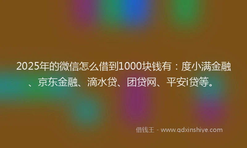 2025年的微信怎么借到1000块钱有：度小满金融、京东金融、滴水贷、团贷网、平安i贷等。