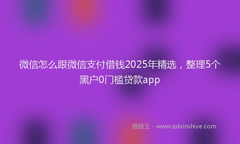 微信怎么跟微信支付借钱2025年精选，整理5个黑户0门槛贷款app