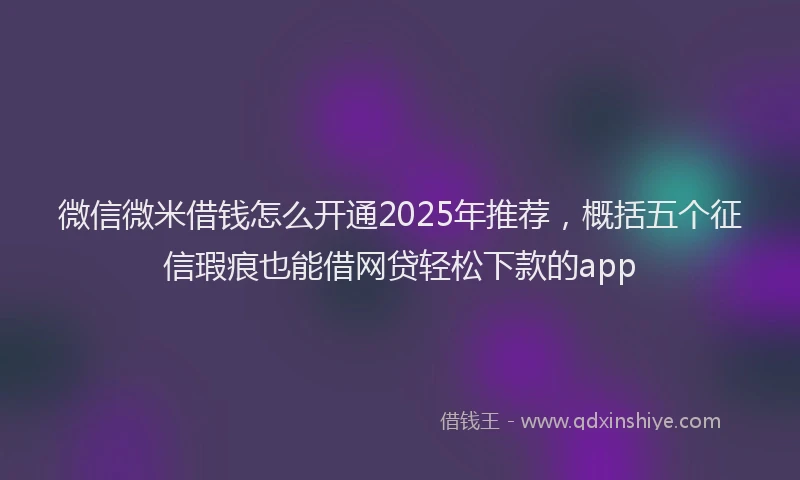 微信微米借钱怎么开通2025年推荐，概括五个征信瑕疵也能借网贷轻松下款的app