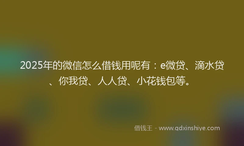 2025年的微信怎么借钱用呢有：e微贷、滴水贷、你我贷、人人贷、小花钱包等。