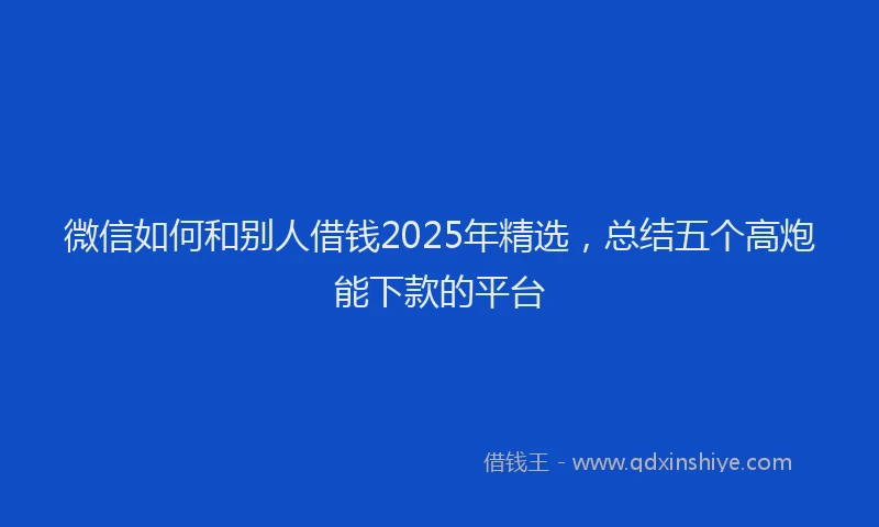 微信如何和别人借钱2025年精选，总结五个高炮能下款的平台