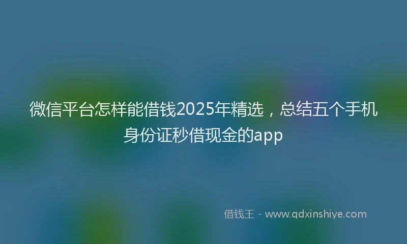 微信平台怎样能借钱2025年精选，总结五个手机身份证秒借现金的app