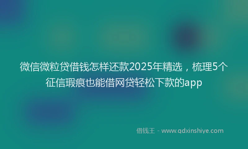 微信微粒贷借钱怎样还款2025年精选，梳理5个征信瑕疵也能借网贷轻松下款的app