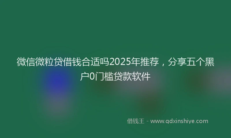 微信微粒贷借钱合适吗2025年推荐，分享五个黑户0门槛贷款软件