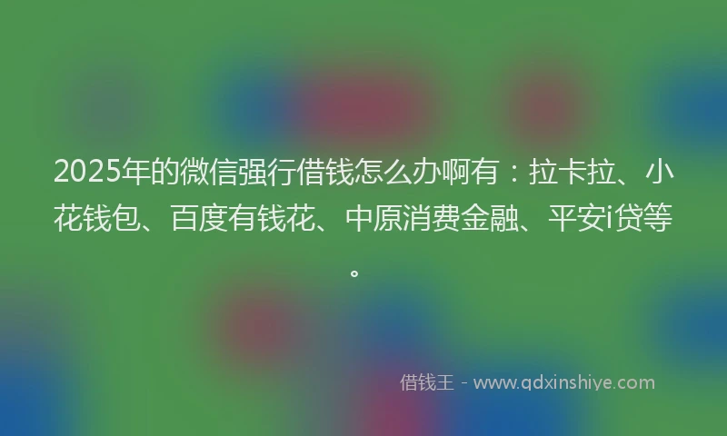 2025年的微信强行借钱怎么办啊有：拉卡拉、小花钱包、百度有钱花、中原消费金融、平安i贷等。