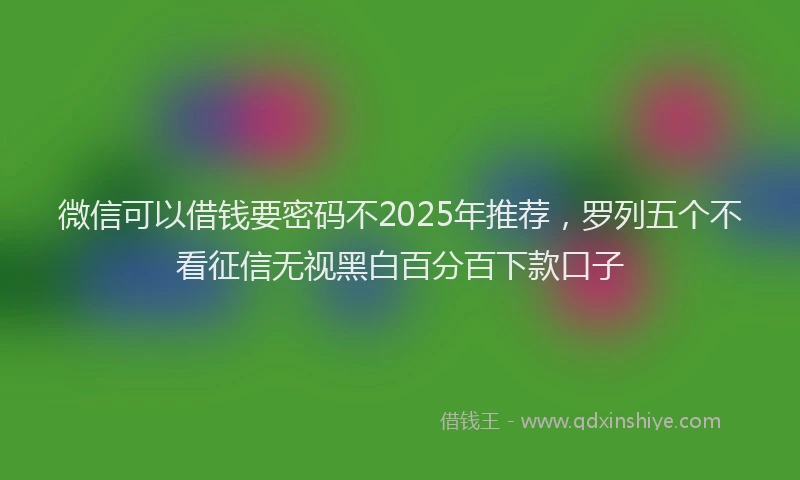 微信可以借钱要密码不2025年推荐，罗列五个不看征信无视黑白百分百下款口子