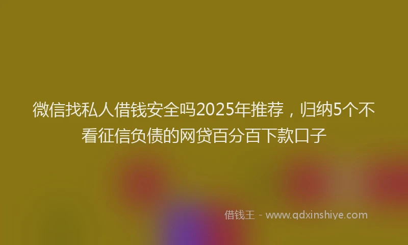 微信找私人借钱安全吗2025年推荐，归纳5个不看征信负债的网贷百分百下款口子