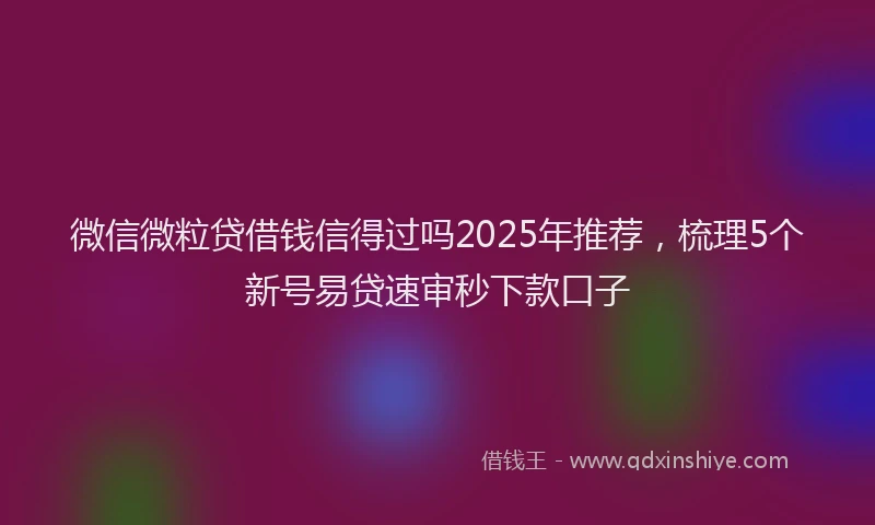 微信微粒贷借钱信得过吗2025年推荐，梳理5个新号易贷速审秒下款口子