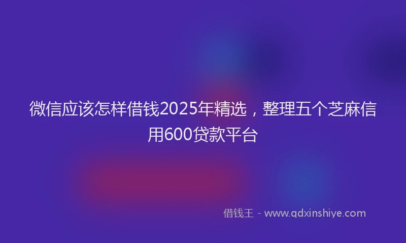 微信应该怎样借钱2025年精选，整理五个芝麻信用600贷款平台