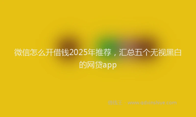 微信怎么开借钱2025年推荐，汇总五个无视黑白的网贷app