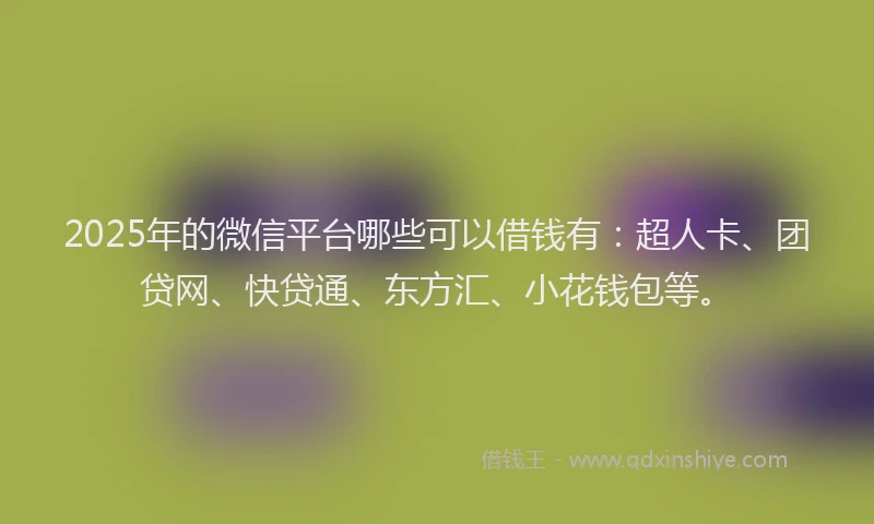 2025年的微信平台哪些可以借钱有：超人卡、团贷网、快贷通、东方汇、小花钱包等。