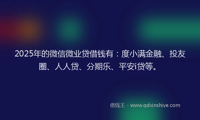 2025年的微信微业贷借钱有：度小满金融、投友圈、人人贷、分期乐、平安i贷等。