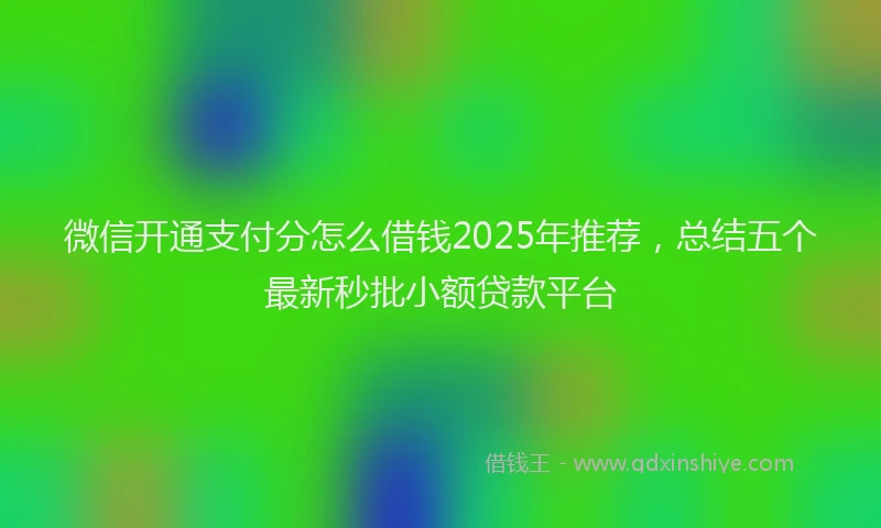 微信开通支付分怎么借钱2025年推荐，总结五个最新秒批小额贷款平台