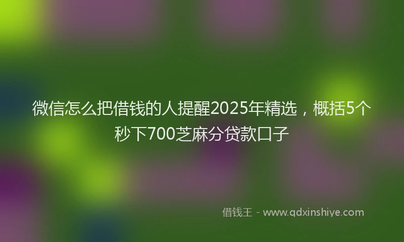 微信怎么把借钱的人提醒2025年精选，概括5个秒下700芝麻分贷款口子