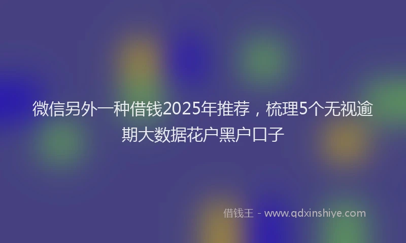微信另外一种借钱2025年推荐，梳理5个无视逾期大数据花户黑户口子