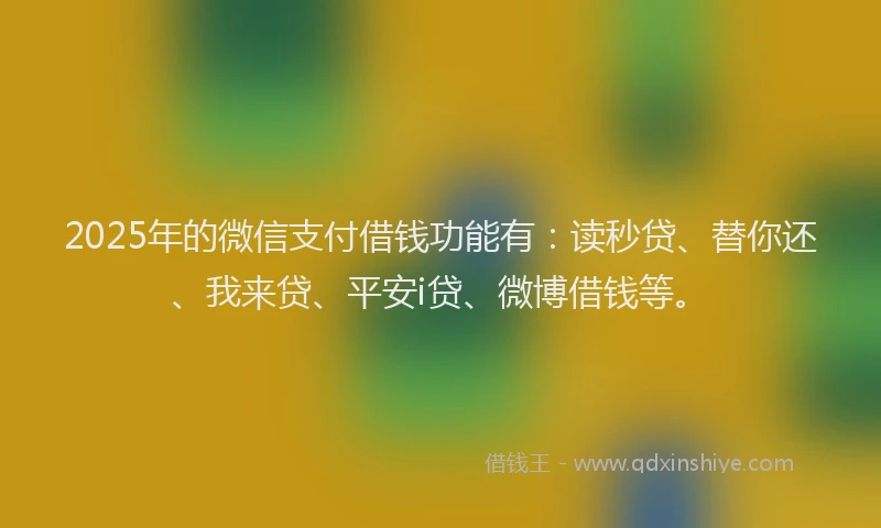 2025年的微信支付借钱功能有：读秒贷、替你还、我来贷、平安i贷、微博借钱等。