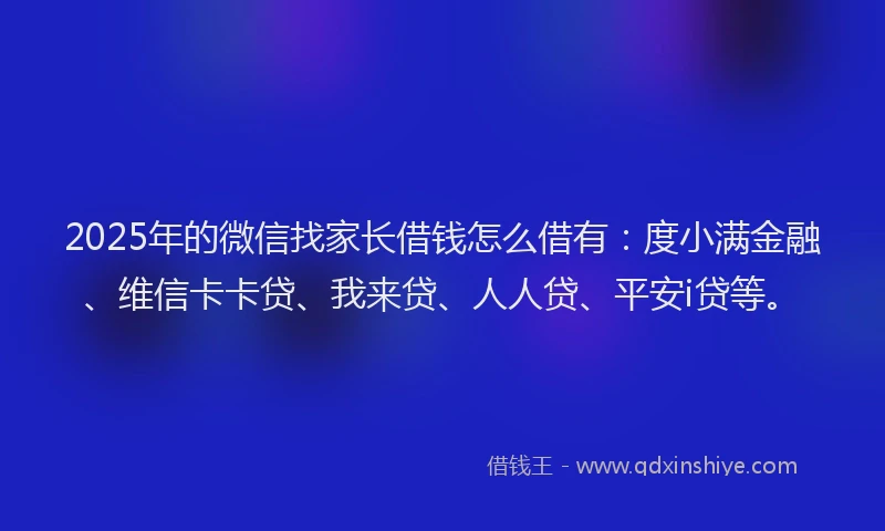 2025年的微信找家长借钱怎么借有：度小满金融、维信卡卡贷、我来贷、人人贷、平安i贷等。