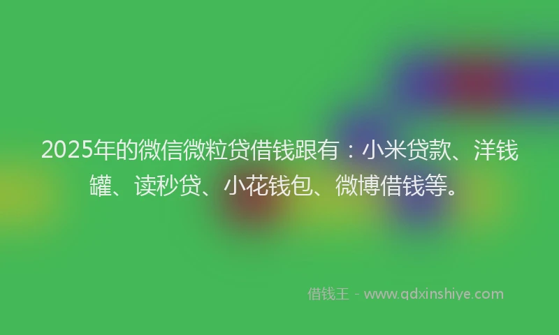 2025年的微信微粒贷借钱跟有：小米贷款、洋钱罐、读秒贷、小花钱包、微博借钱等。