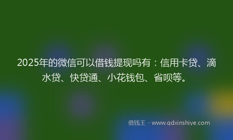 2025年的微信可以借钱提现吗有：信用卡贷、滴水贷、快贷通、小花钱包、省呗等。