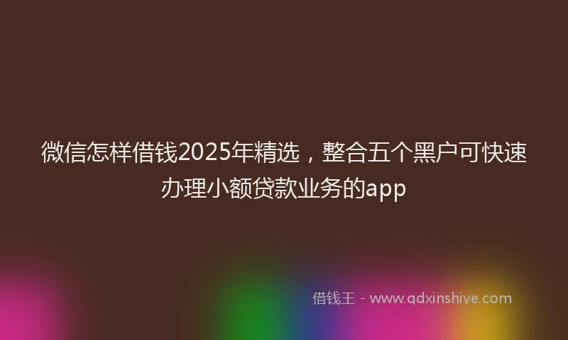微信怎样借钱2025年精选，整合五个黑户可快速办理小额贷款业务的app