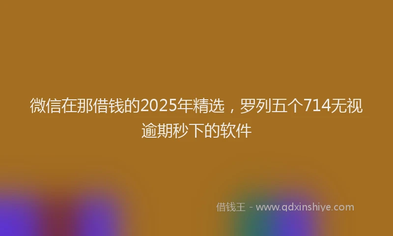 微信在那借钱的2025年精选，罗列五个714无视逾期秒下的软件