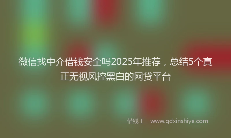 微信找中介借钱安全吗2025年推荐，总结5个真正无视风控黑白的网贷平台