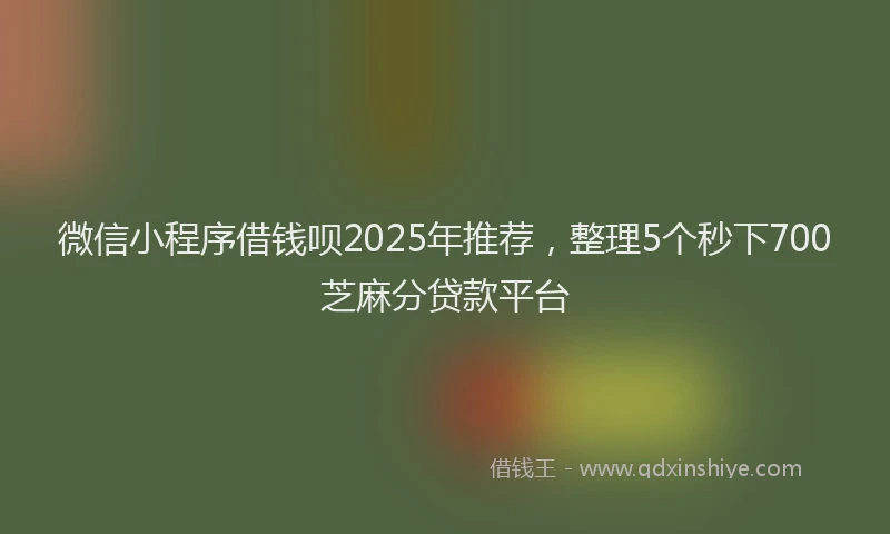 微信小程序借钱呗2025年推荐，整理5个秒下700芝麻分贷款平台
