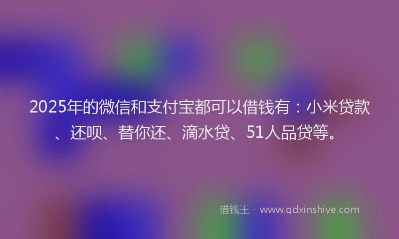 2025年的微信和支付宝都可以借钱有：小米贷款、还呗、替你还、滴水贷、51人品贷等。