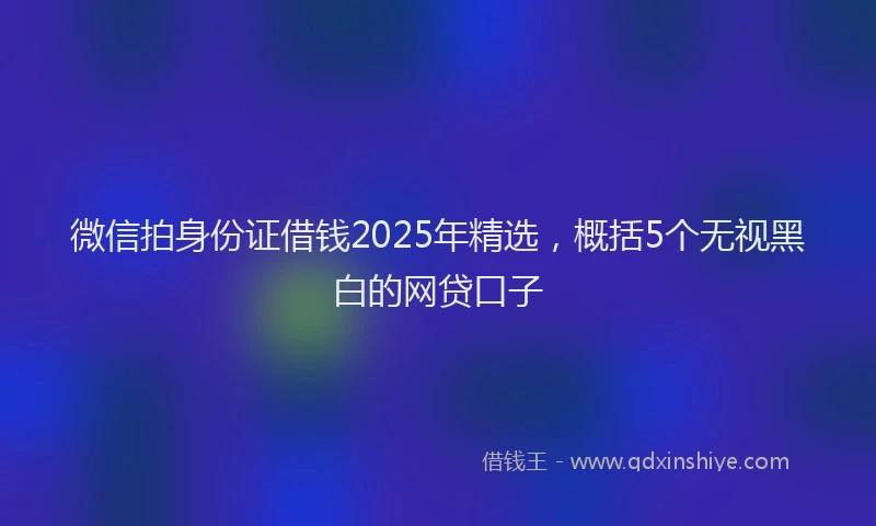 微信拍身份证借钱2025年精选，概括5个无视黑白的网贷口子