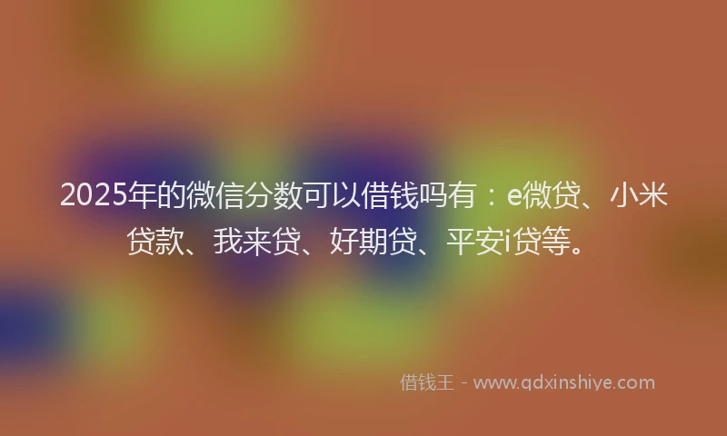 2025年的微信分数可以借钱吗有：e微贷、小米贷款、我来贷、好期贷、平安i贷等。