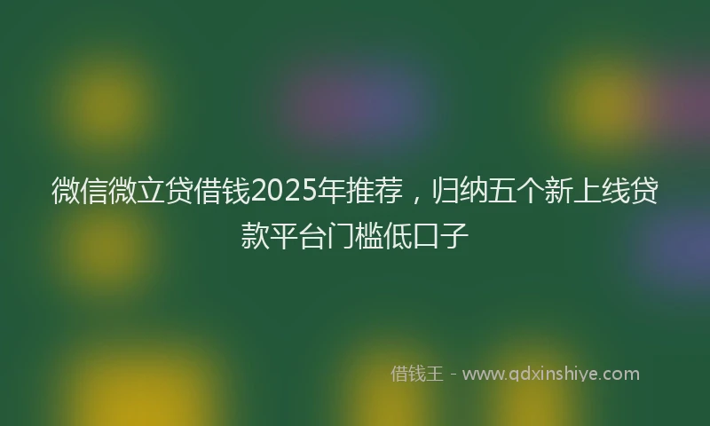 微信微立贷借钱2025年推荐，归纳五个新上线贷款平台门槛低口子