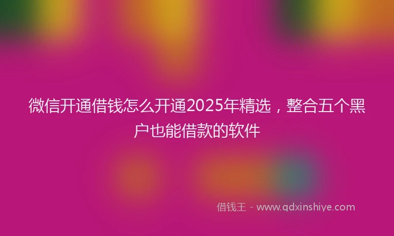 微信开通借钱怎么开通2025年精选，整合五个黑户也能借款的软件