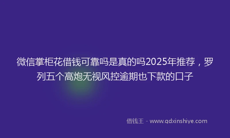 微信掌柜花借钱可靠吗是真的吗2025年推荐，罗列五个高炮无视风控逾期也下款的口子