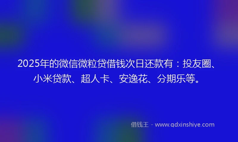 2025年的微信微粒贷借钱次日还款有：投友圈、小米贷款、超人卡、安逸花、分期乐等。