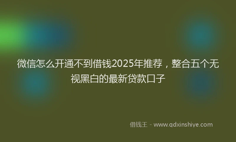 微信怎么开通不到借钱2025年推荐，整合五个无视黑白的最新贷款口子