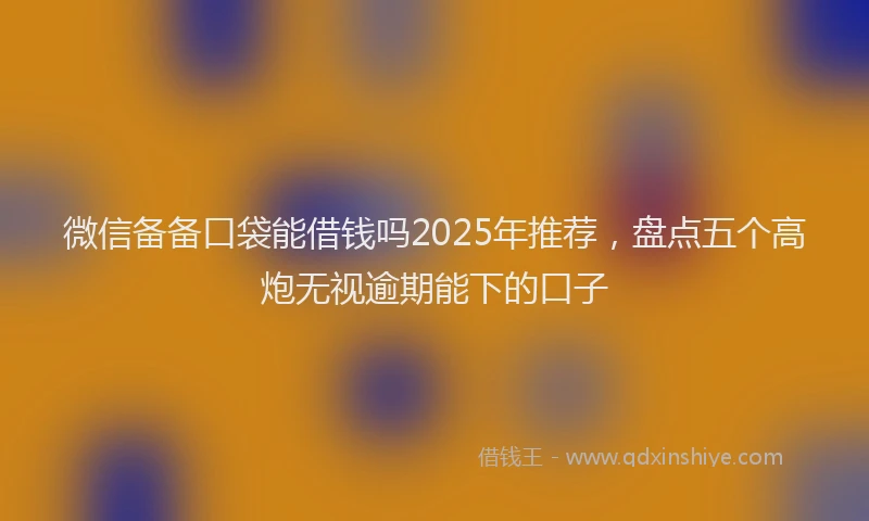微信备备口袋能借钱吗2025年推荐，盘点五个高炮无视逾期能下的口子