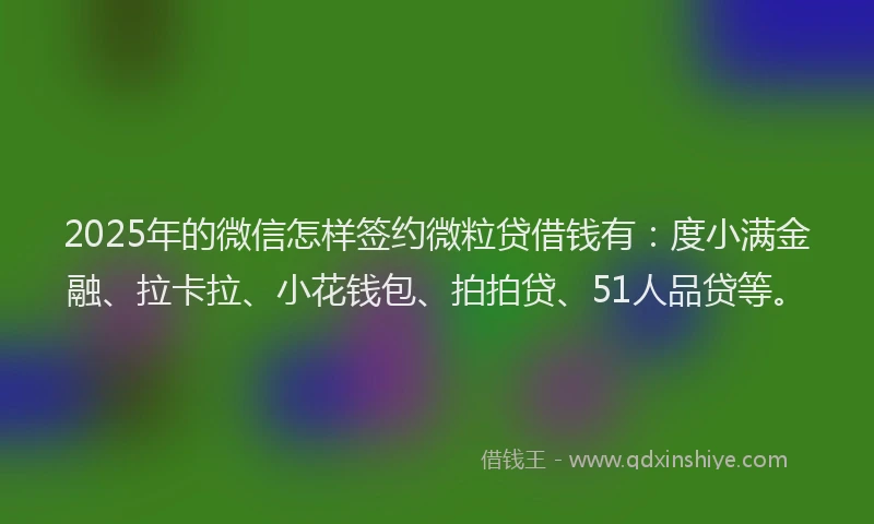 2025年的微信怎样签约微粒贷借钱有：度小满金融、拉卡拉、小花钱包、拍拍贷、51人品贷等。