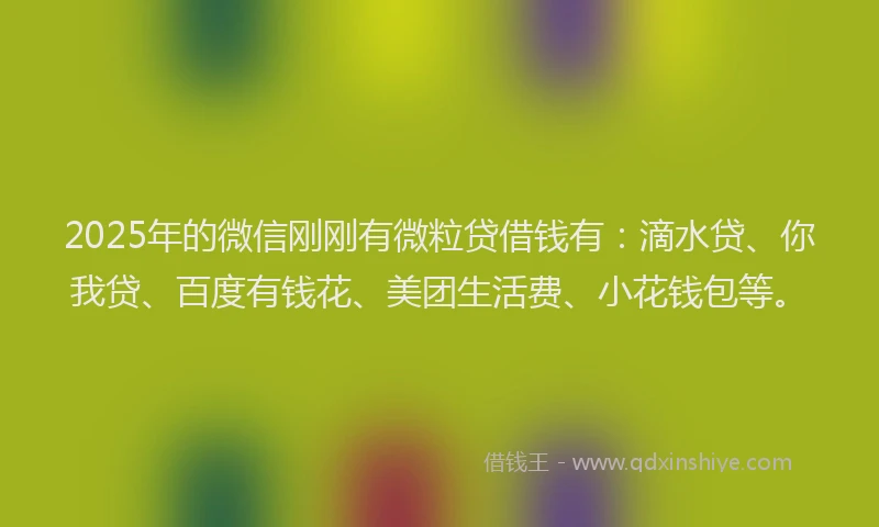 2025年的微信刚刚有微粒贷借钱有：滴水贷、你我贷、百度有钱花、美团生活费、小花钱包等。