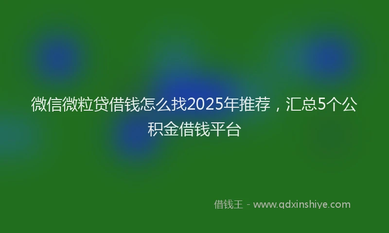微信微粒贷借钱怎么找2025年推荐，汇总5个公积金借钱平台