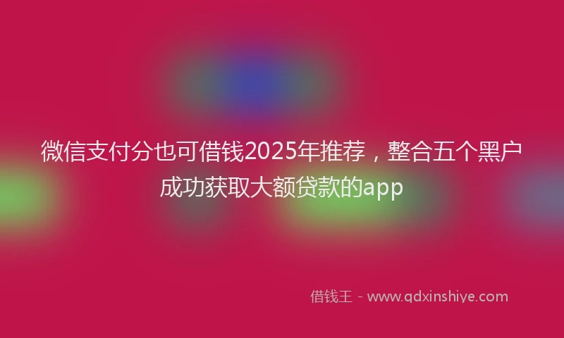 微信支付分也可借钱2025年推荐，整合五个黑户成功获取大额贷款的app