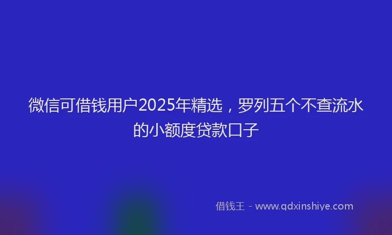 微信可借钱用户2025年精选，罗列五个不查流水的小额度贷款口子