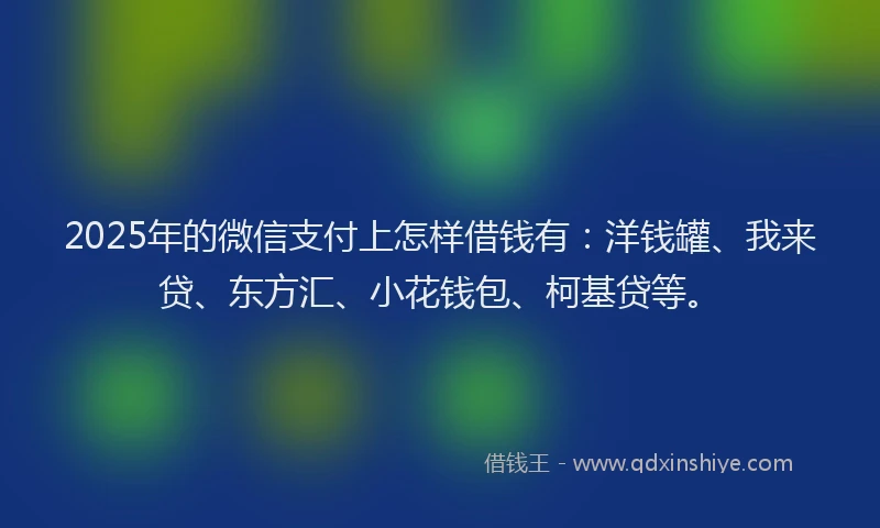 2025年的微信支付上怎样借钱有：洋钱罐、我来贷、东方汇、小花钱包、柯基贷等。