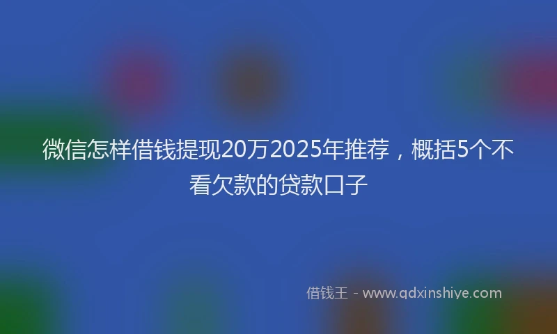 微信怎样借钱提现20万2025年推荐，概括5个不看欠款的贷款口子