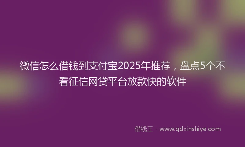 微信怎么借钱到支付宝2025年推荐，盘点5个不看征信网贷平台放款快的软件
