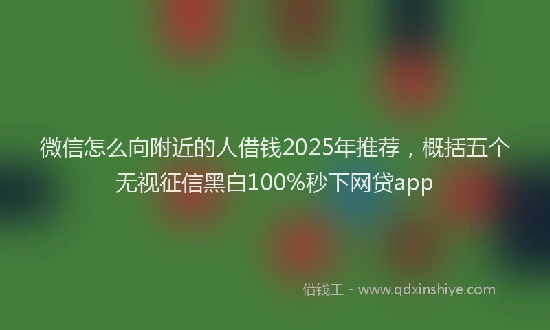 微信怎么向附近的人借钱2025年推荐，概括五个无视征信黑白100%秒下网贷app