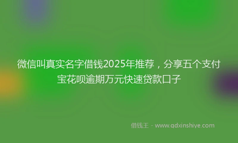 微信叫真实名字借钱2025年推荐，分享五个支付宝花呗逾期万元快速贷款口子